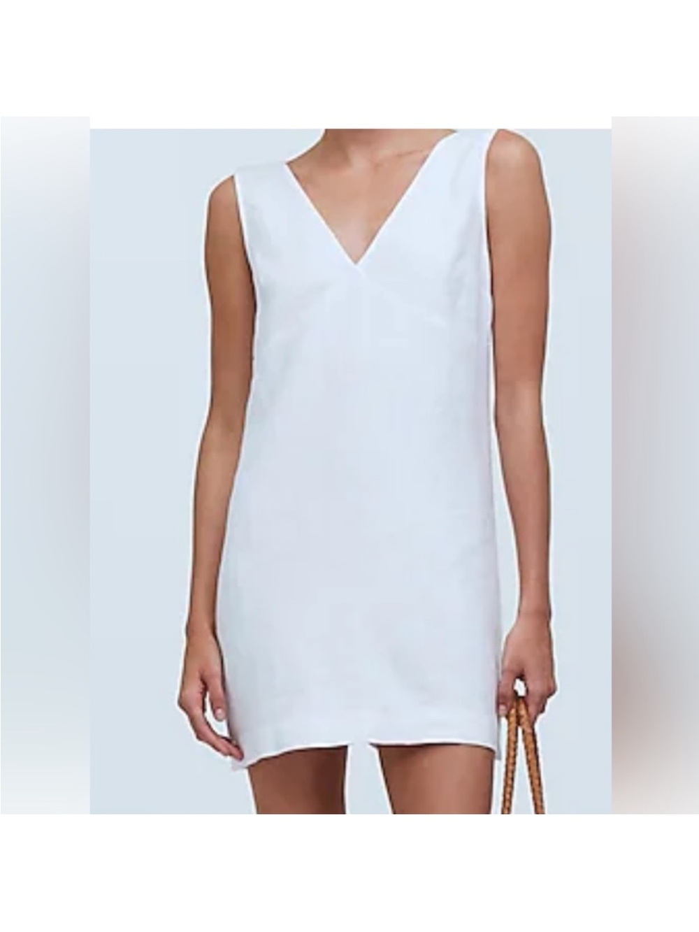 Madewell White Linen V-Neck Sleeveless Shift Dress